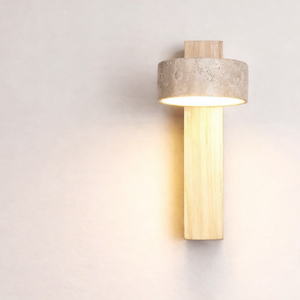 Applique Murale Bois & Pierre – Lumière LED Chaude Orientable 180°