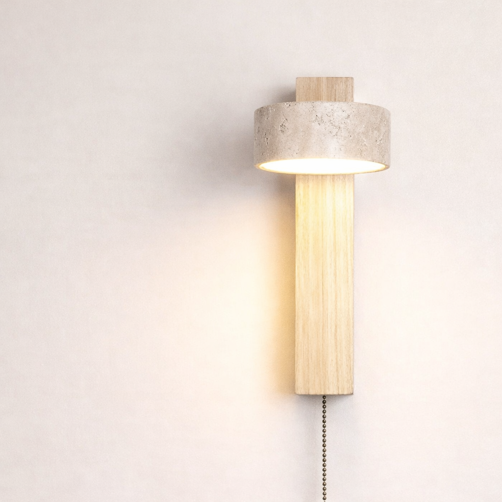 Applique Murale Bois & Pierre – Lumière LED Chaude Orientable 180°