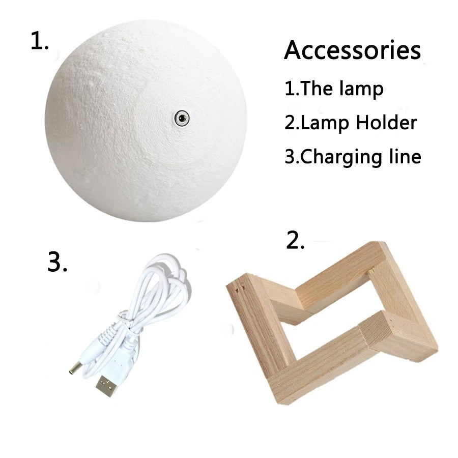 Lampe Lune 3D 16 Couleurs – Veilleuse LED Rechargeable