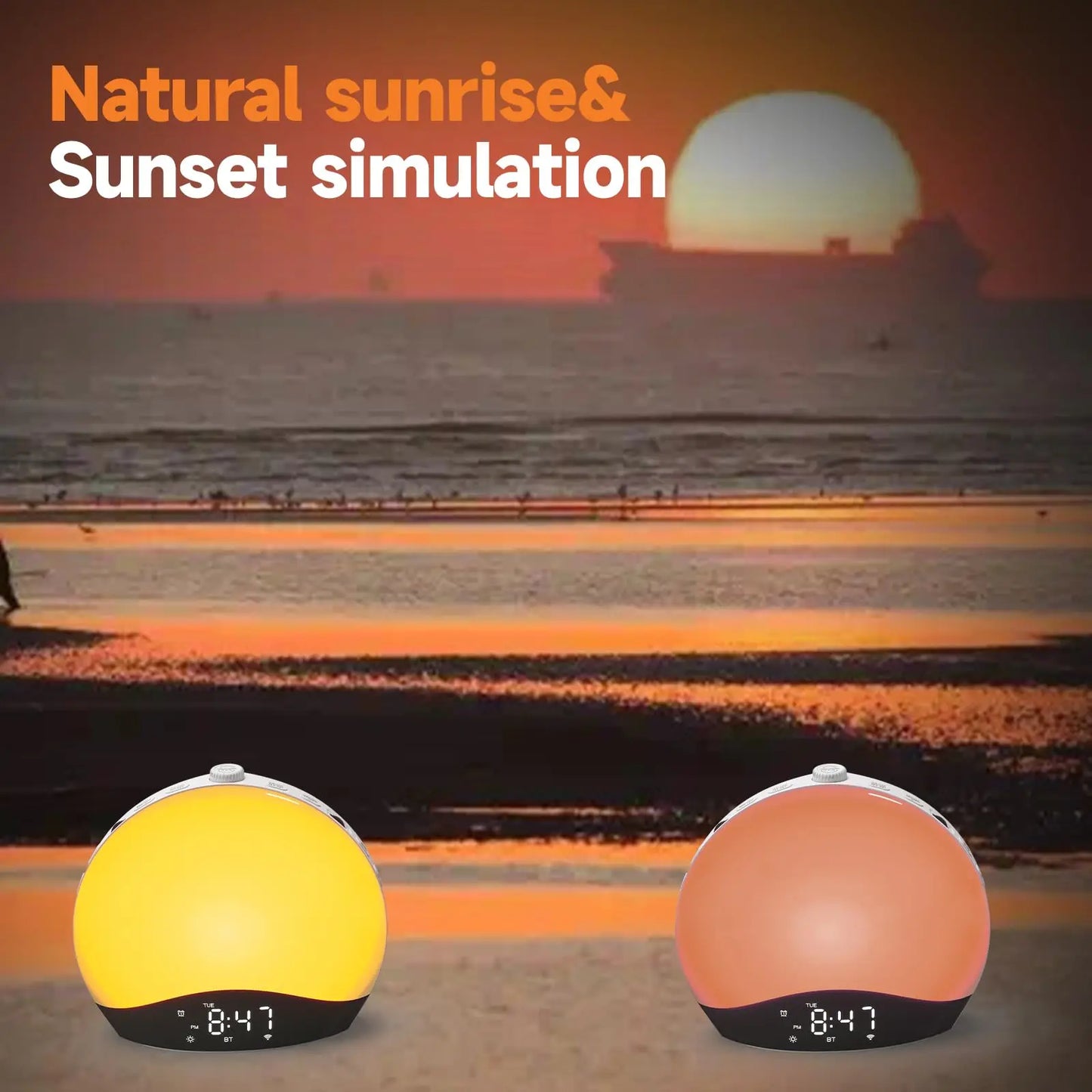 Réveil Simulateur d’Aube avec Lumière, Bluetooth et Radio FM