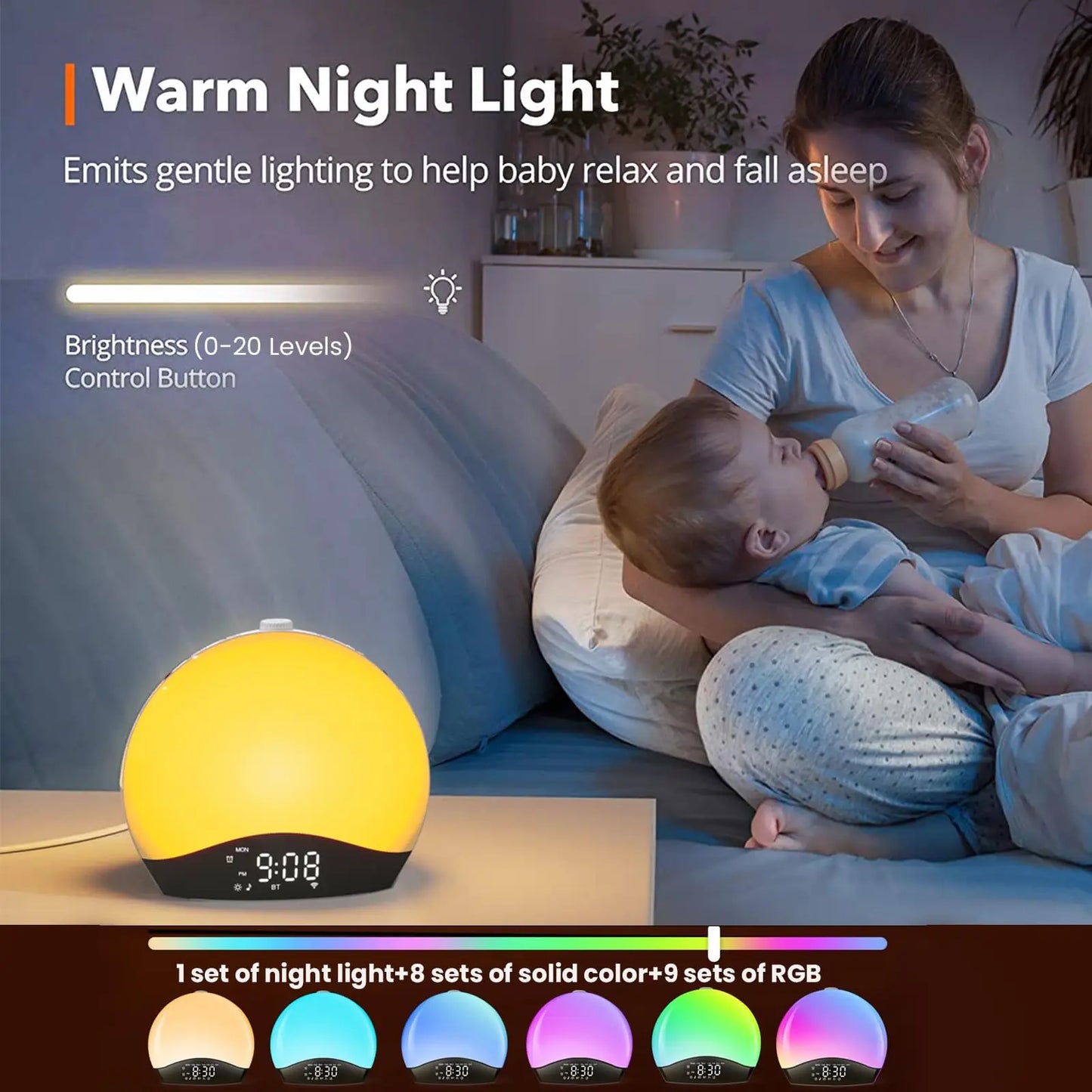 Réveil Simulateur d’Aube avec Lumière, Bluetooth et Radio FM